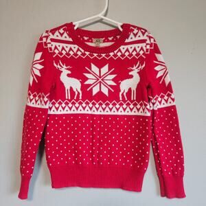 Maximus Rex Boys Sweater Size 6 Red Reindeer Fair Isle Nordic Christmas Knit